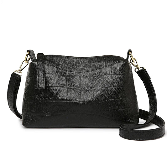 100% Genuine Cowhide Crocod Pattern Luxury Shoulder Bags For Women Designer Solid Color Soft Crossbody Bag Handbags Purses Sac