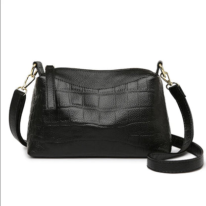 100% Genuine Cowhide Crocod Pattern Luxury Shoulder Bags For Women Designer Solid Color Soft Crossbody Bag Handbags Purses Sac