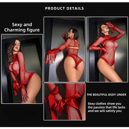 European and American Women's Purple Erotic Lingerie with Hollowed Out Perspective Pure Desire Sexiness  Erotic Clothing