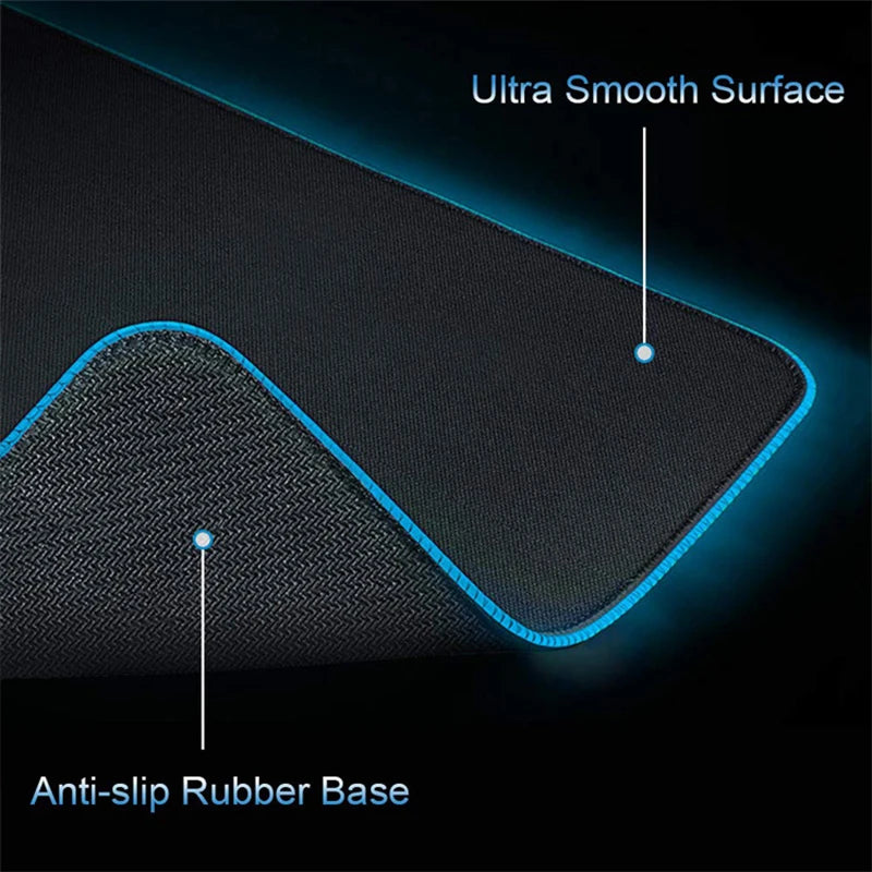 The Great Wave off Kanagawa RGB Gaming Mouse Pad Desk Mat LED Light Mousepad Artistic Computer Carpet With Backlit Mouse Pads