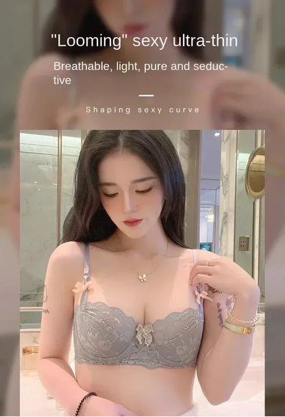MOYISU French Romantic Lace Comfortable Breathable セクシー Tushy Slim Bra Collection Pure Desire Girls Push Beautiful Underwear SET