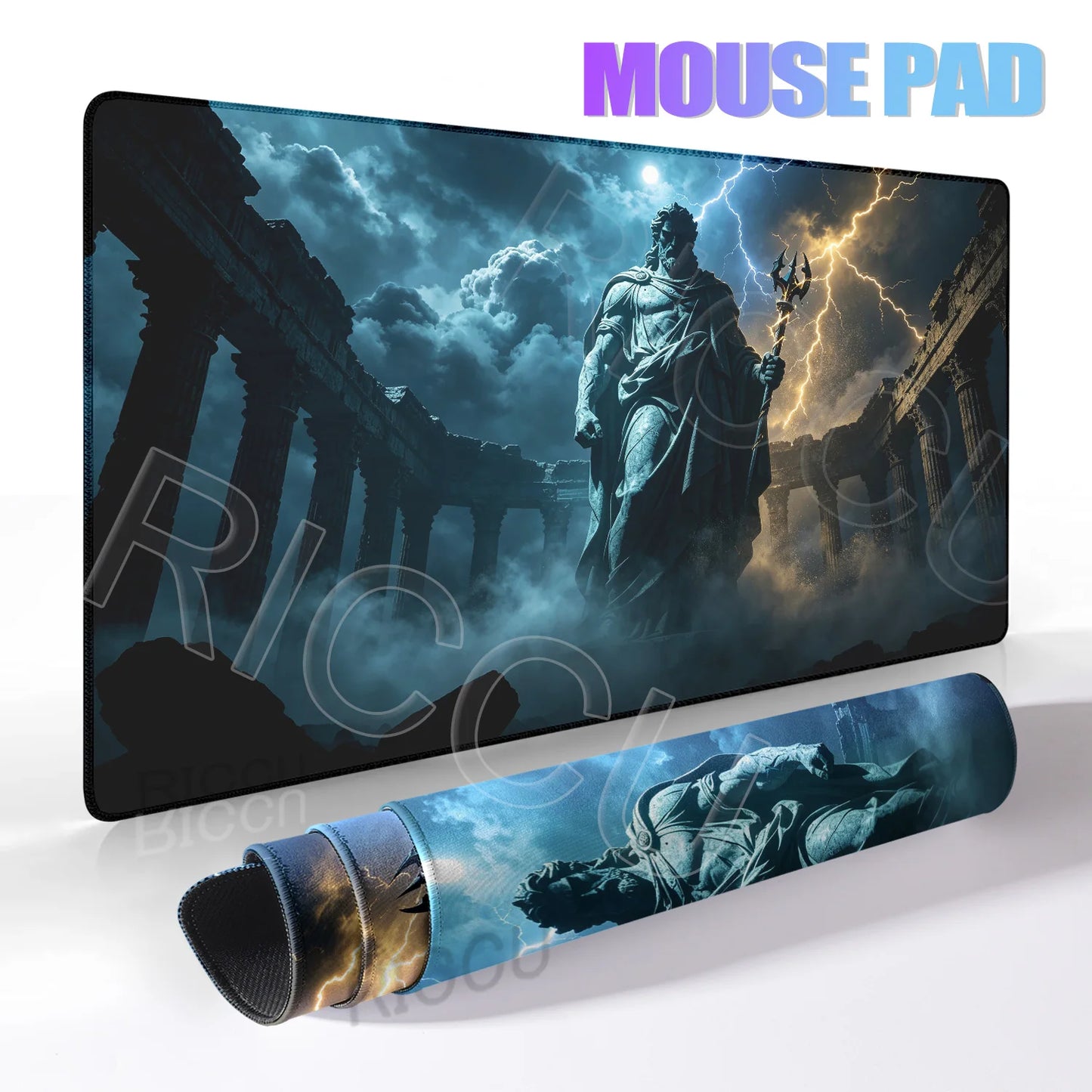 Black Majestic Sculpture Mouse Pad Large Desk Accessories Desk Pad Rubber Base Edge Mousepad Non-Slip Mousepad for Office