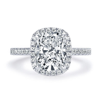 IOGOU Luxury 4ct Moissanite Halo Engagement Ring Certified Cushion Cut Diamond Wedding Rings 925 Sterling Sliver Wedding Jewelry
