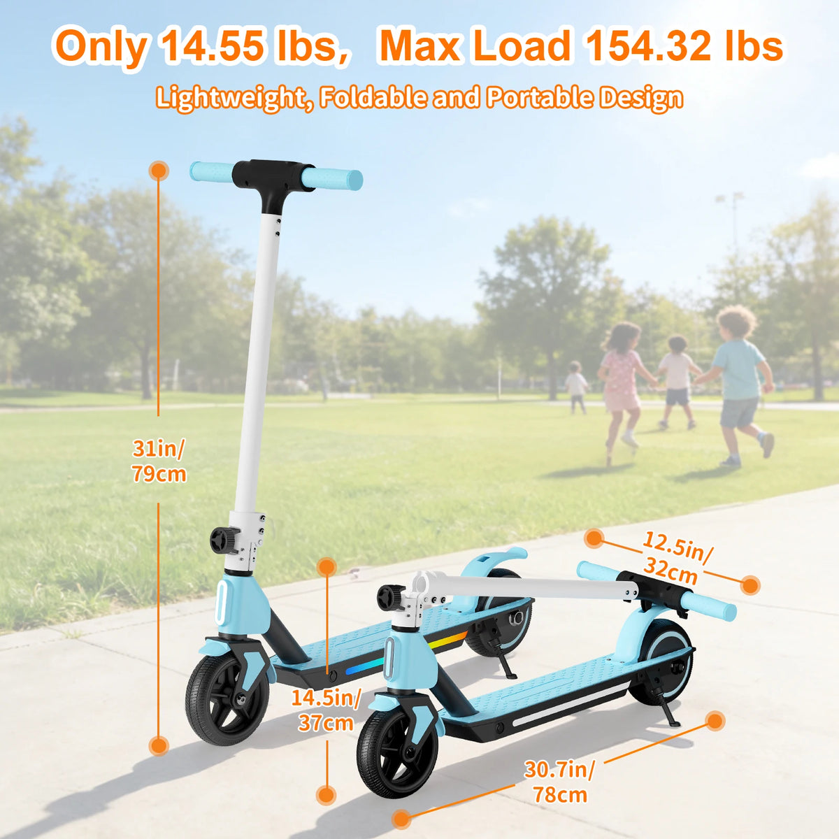 Electric Scooter for Kids Age 6-14, 130W Motor, Kick-Start Boost Scooter 8.7 Mph Speed, Foldable, Deck Lights & Dual Braking System