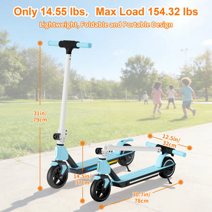 Electric Scooter for Kids Age 6-14, 130W Motor, Kick-Start Boost Scooter 8.7 Mph Speed, Foldable, Deck Lights & Dual Braking System