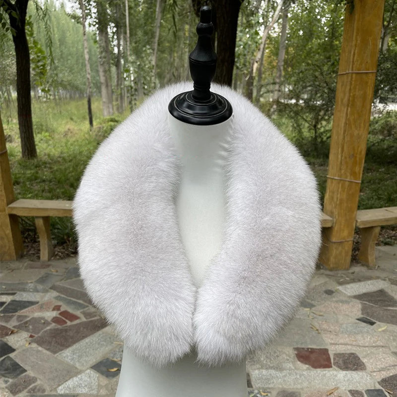 Winter Real Fox Fur Collar Woman Furry Natural Raccoon Fur Scarf Shawls Luxury Neck Warmer Wraps For Coat Fur Scarves Large Size
