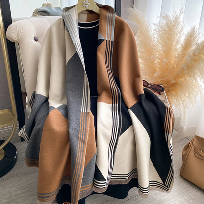 2025 Luxury Winter Cashmere Scarf Women New Design Warm Pashmina Blanket Poncho Scarves Female Print Shawl Thick Foulard Bufanda