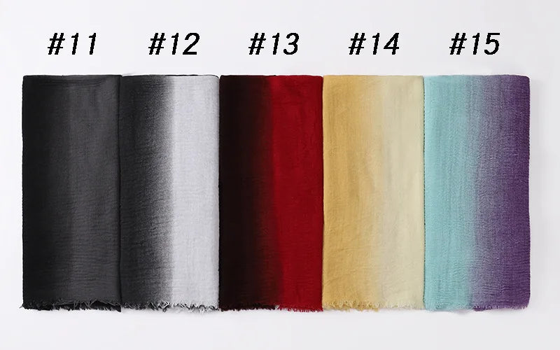 180*90cm Gradient Cotton Linen Women Muslim Hijab Scarf Woman Islamic Arab Shawl Wrap Head Scarves Ready To Wear Headscarf