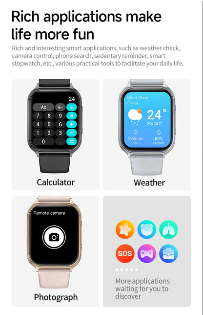 2026 New Smartwatch Women Sports Fitness Track IP68 Waterproof Built-in 24H Heart Rate Bluetooth Call Ladies Fashion Smartwatch