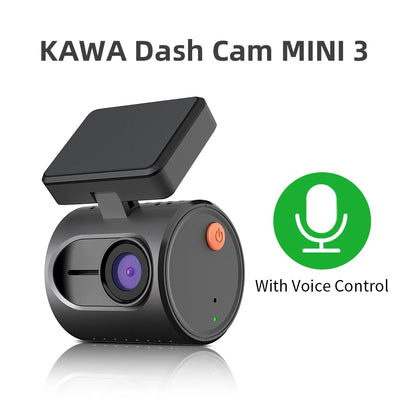 KAWA Dash Cam MINI 3 Voice Control Tiny 2K 1296P Colorful Night Vision 24H Parking Guard WIFI, G-sensor, Supercapacitor,Car DVR