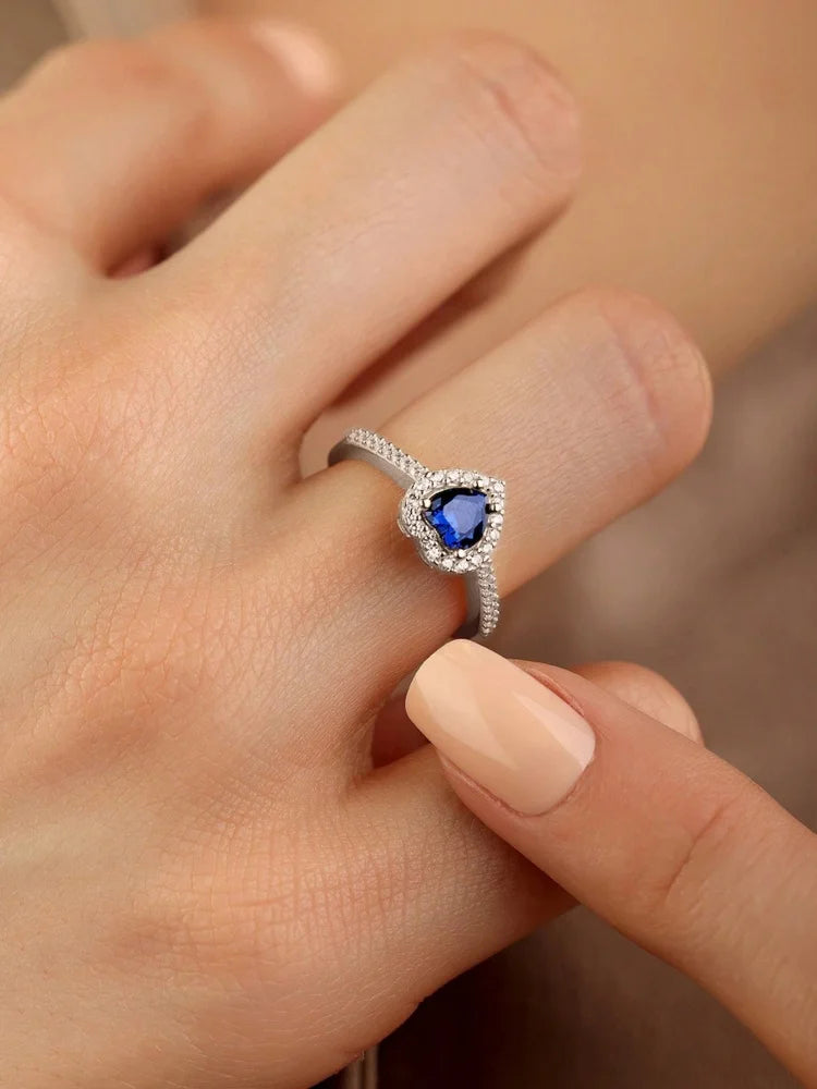 Gorgeous Zircon Romantic Love Heart Ring for Women Engagement Wedding Real 925 Sterling Silver Luxury High Quality Fine Jewelry