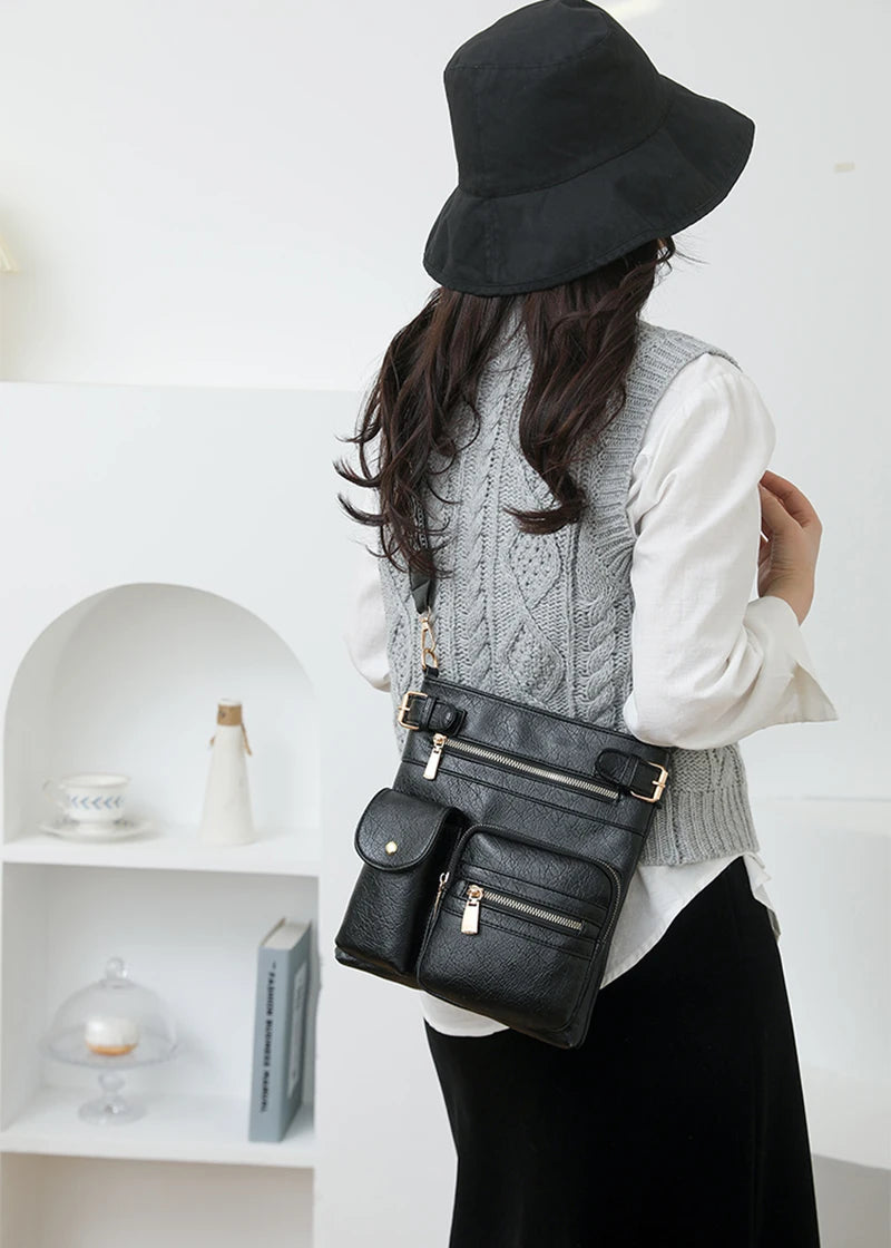 Designer Luxury Handbags 2025 New Vintage Soft Leather Tote Bags For Women Multi-pocket Shoulder Messenger Bags High quality Sac