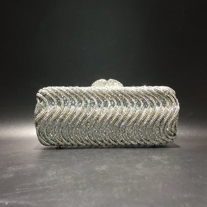 Luxury luxury crystal clutch bag elegant S-shaped striped wallet bridal wedding party ladies evening bag