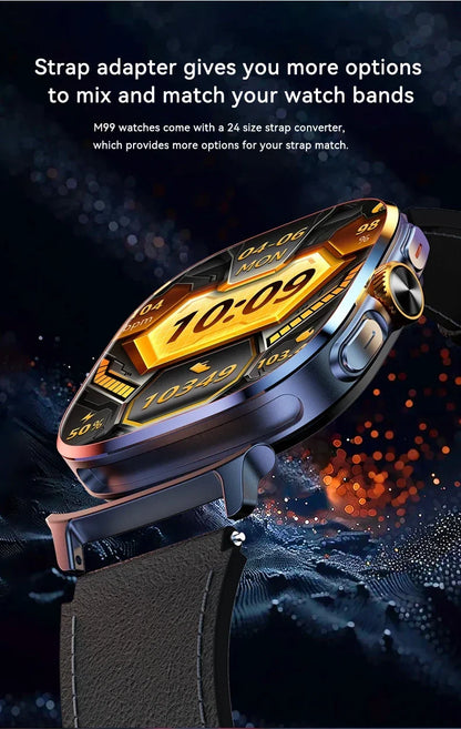 M99 5G Smartwatch: 2.4" AMOLED Screen, Rotating Camera, SIM & WiFi Support for Standalone Calls and Social Media.