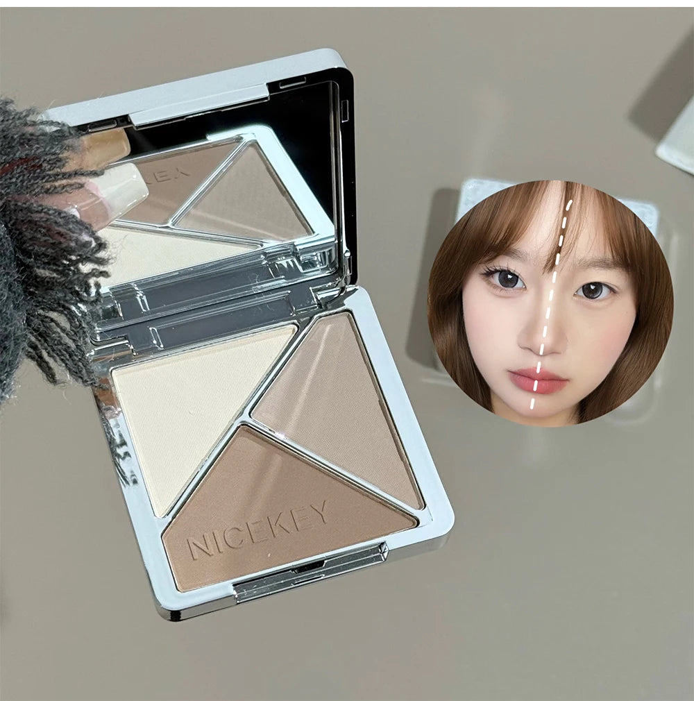 NICEKEY Makeup Kit Include 4 Matte Lipgloss,1 Face Blusher,1 Pressed Powder,1 Eyesshadow Palette,1 Contour Palette With Necklace