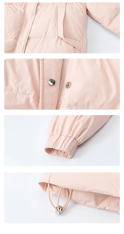 MISHOW Women's Long Down Coats 2025 Winter Fox Fur Collar 90% White Duck Down Down Jacket Warm Coat Large Pockets MXD112Y0070