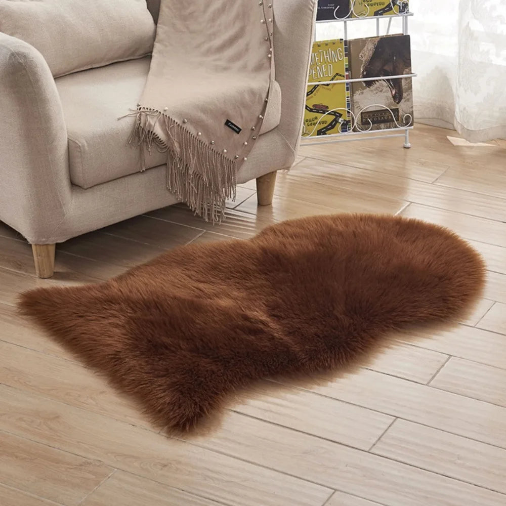 Imitation Wool Non Slip Fluffy Shaggy Floor Protection Soft Rugs Washable Sheepskin Rug Bedroom Mats Faux Fur Home Decor