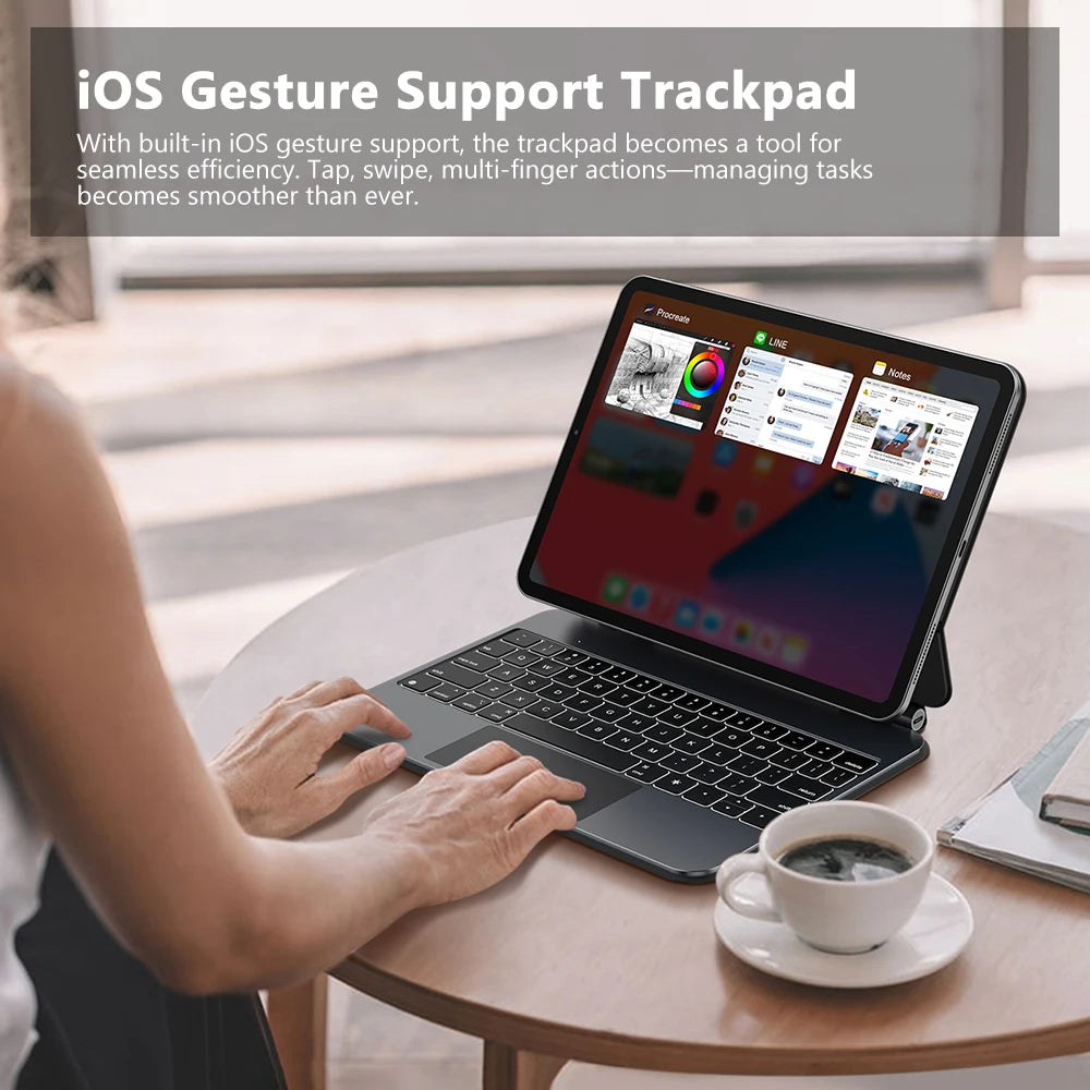 GOOJODOQ Magic Keyboard Case for iPad Pro 11 M4 iPad Air 4/5/6 Smart Pogo Pin PD18W Pass Through Charging Smart Gesture Trackpad