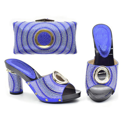 New Shoes and Bag Set African Sets Green Color Italian Shoes with Matching Bag for Women Nigerian Shoes and Bag Set for Wedding