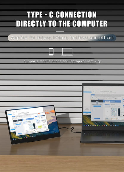 MUCAI N140-S36 Portable Display 14 Inch 60Hz Resolution 1366*768 TN Panel 250cd/㎡ Brightness 3ms Response Portable Monitor