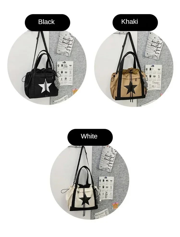 Women New Crossbody Bag Wholesale Large Capacity Couple Shoulder Bag New Casual Nylon Tote Bag Luxury Drawstring Handbag 2025