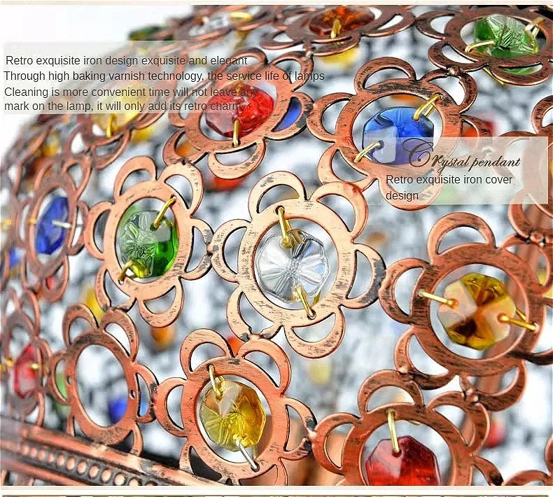 design lamp pendant lighting crystal Bohemia Retro droplight Iron handmade pendant lights for restaurants hanging lights bedroom