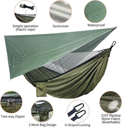 2-in-1 Camping Hammock Tent with RainFly, Portable Sleeping Hammock Camping Bag