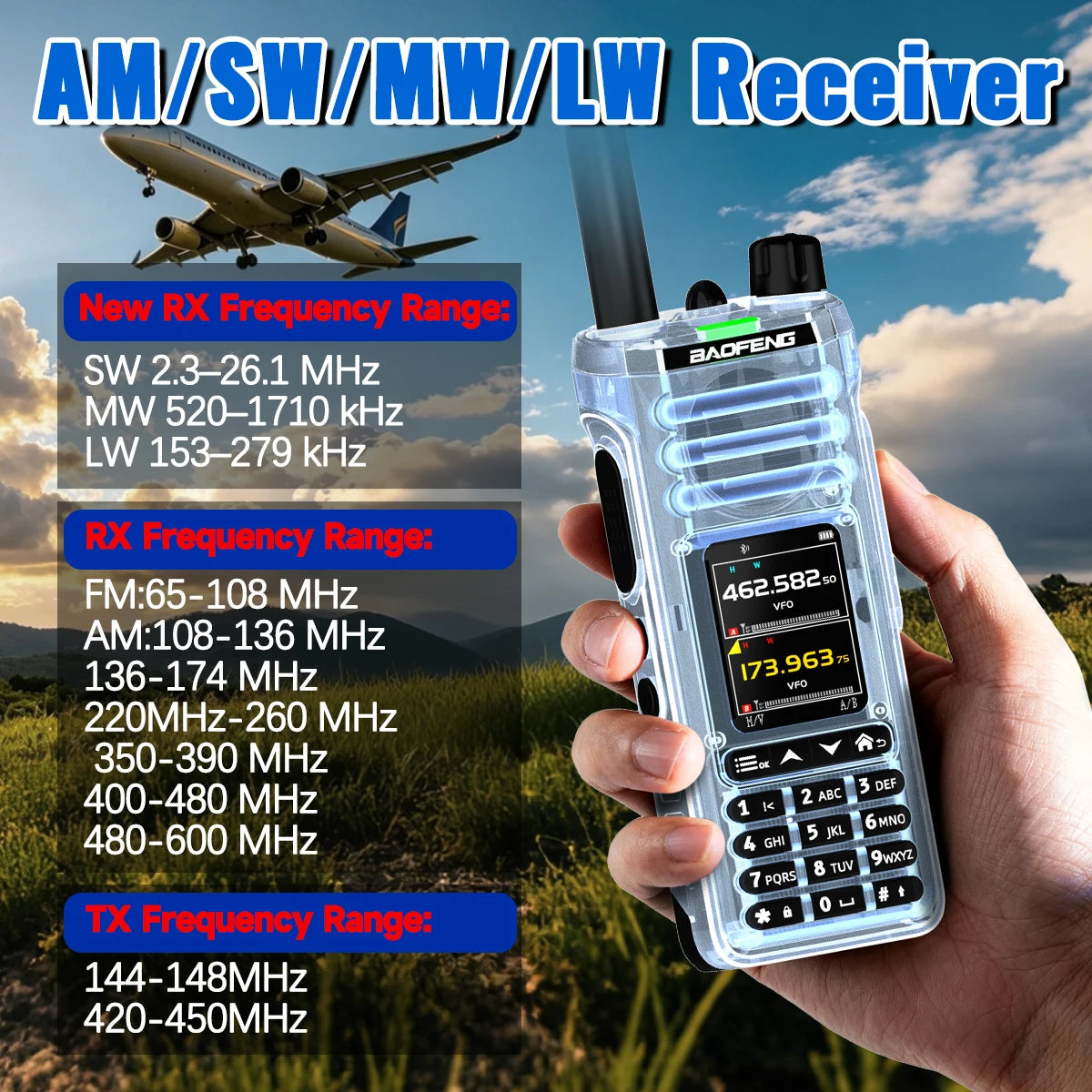 BAOFENG UV‑36 PRO Walkie Talkie 10W High Power Dual Mode Bluetooth Programming Shortwave Receive Two Way Radio FM Handheld Radio
