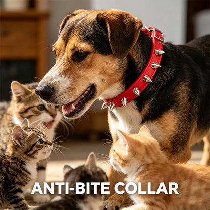 Pet Sharp Spiked Dog Collar Studded Anti Bite Leather Studded Collars Pet Neckwear Tactical Adjustable Safety Collars Products