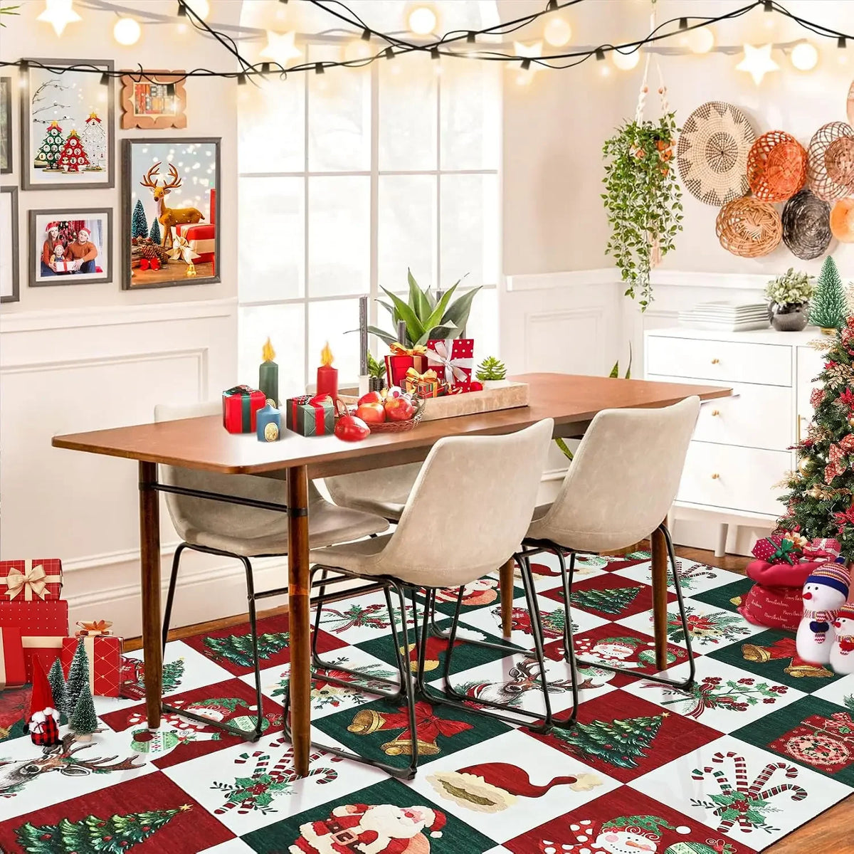 Garvee Christmas Rugs for Living Room Prints Soft Low Pile Bedroom Rug Large Carpet Stain Resistance Non Shedding Indoor Carpet for Dining Room Kitchen Office Decor