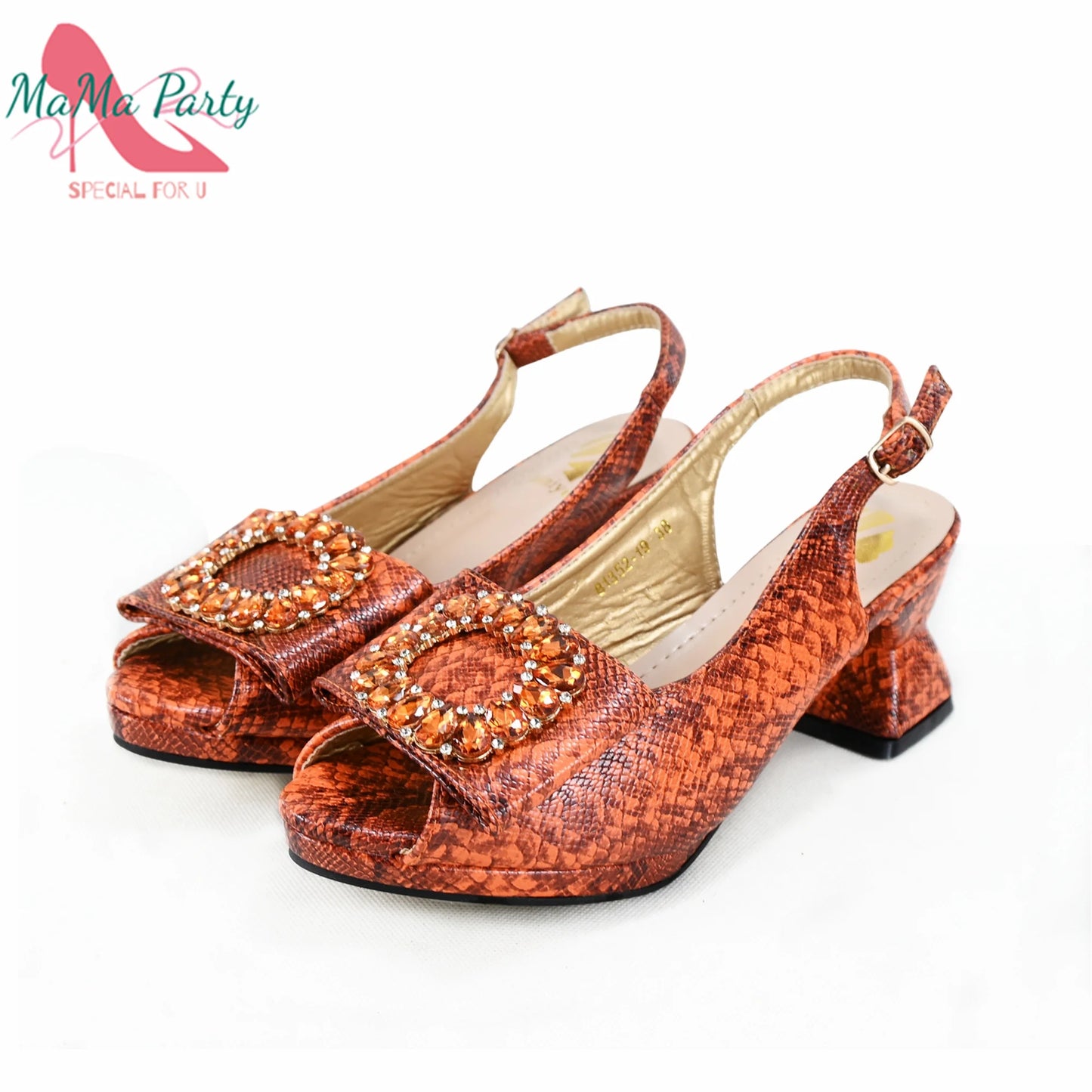 2025 Autumn New Design Specials Italian Women Shoes and Bag Set Pink Color Comfortable Mid Heels With Rhinestone