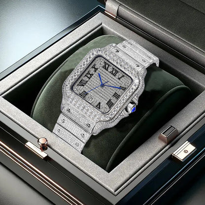 PINDU Design NEW Mozambique Diamond Mechanical Watch Men 8215 Movement Sapphire Stainless Steel Waterproof Fully Automatic Watch