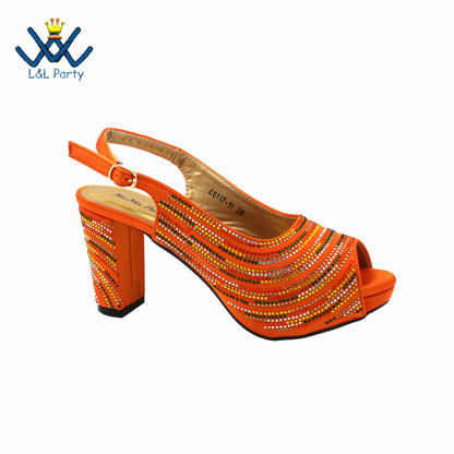 2023 Classics Peep Toe Lemon Green Color Hot Sale Sandals High Quality Women Shoes and Bag Set with Platform for Brithday Party