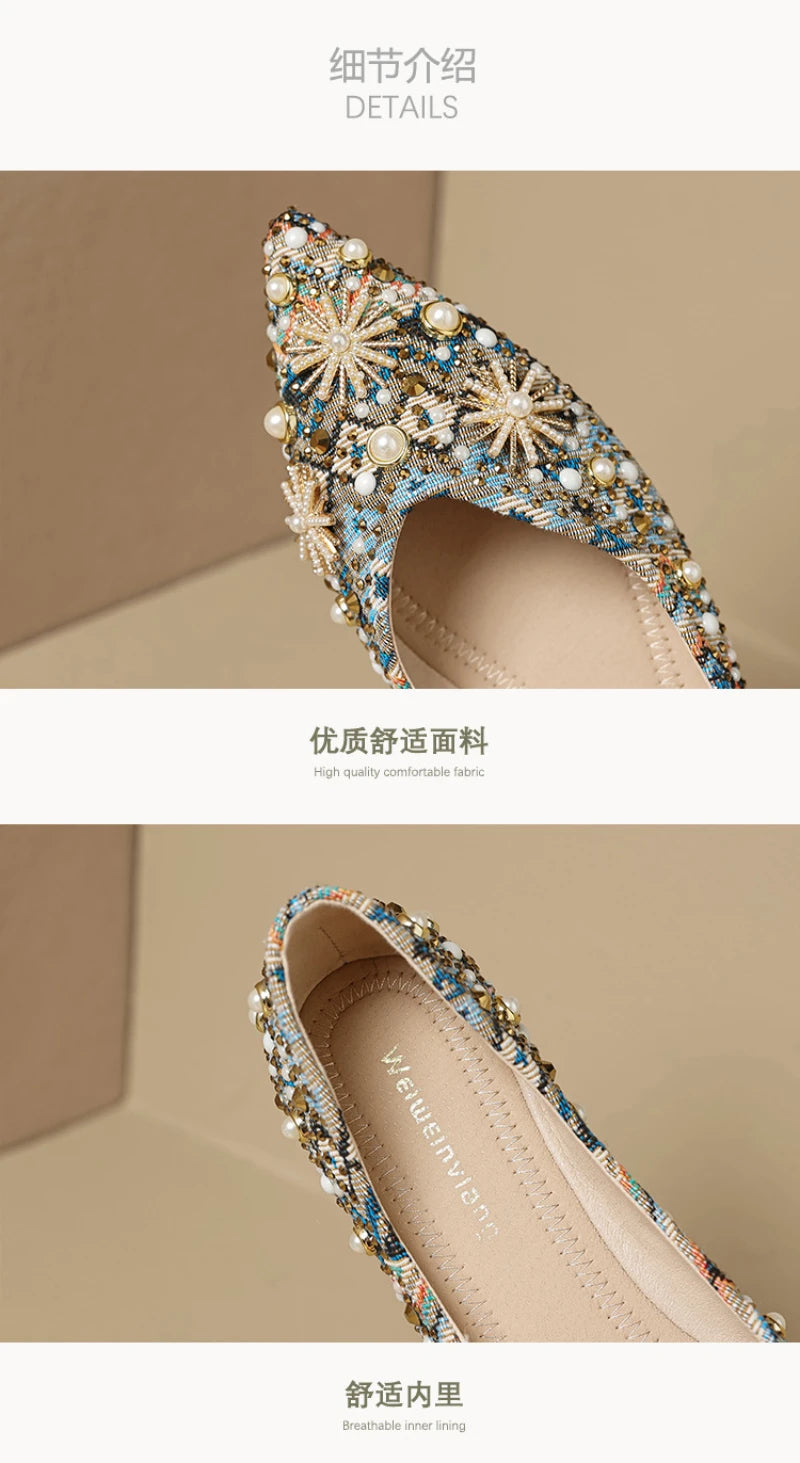 Women Retro Soft Sole Single Shoes Summer Unique Design Shallow Mouth Bean Shoes Plus Size Comfort All Match Daily Casual