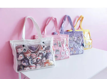 Fashion New Canvas Ita Bag Large Capacity Cartoon Tote Bags for Women Transparent Shoulder Bags Teenage Girls Japanese