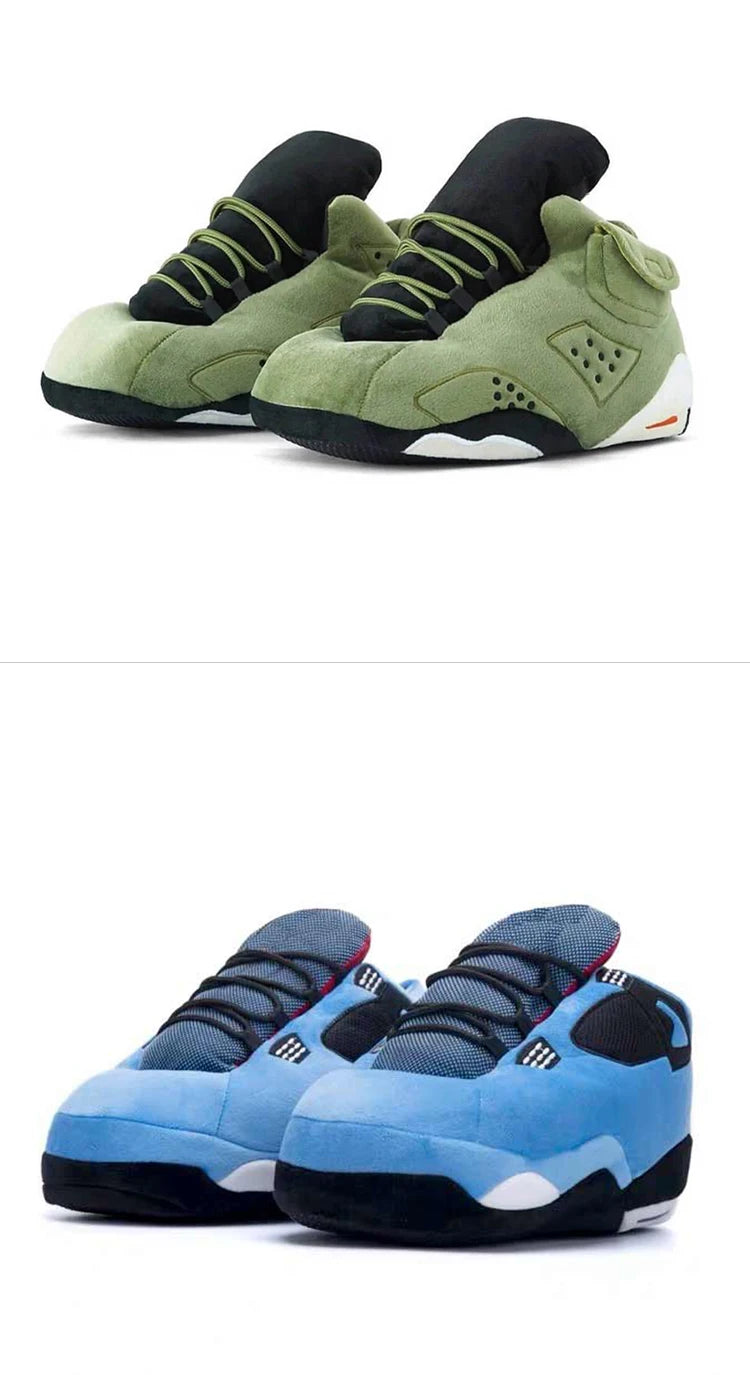 Winter fluffy home slippers Popular on Instagram Soft Non-slip thick sole living room shoes funny High-top warm shoes，men women