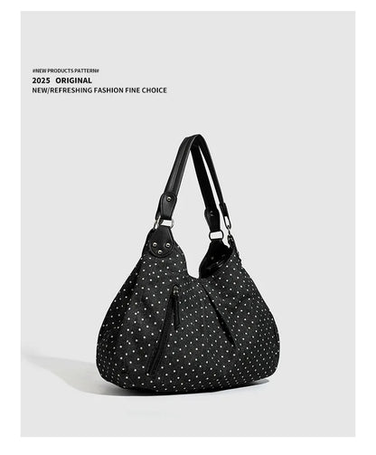 Fashionable Vintage Messenger Bags New Polka Dot Handbag Korean-style Large-capacity Tote Bags Versatile Comfortable Casual Bags