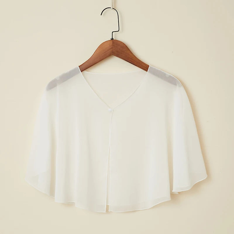 Korean Women Sunscreen Clothing Summer Thin Transparent Short Jacket Neck Guard Cloak Sun Shawl Solid Chiffon Cardigan Scarf R28