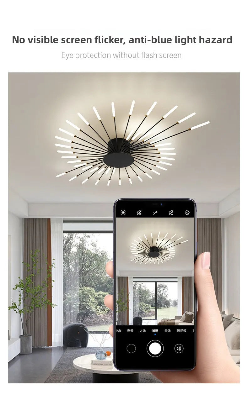 Minimalist LED Ceiling Lamp, Elegant Swirl Firework Design for Living Room, Bedroom, Dining Room
