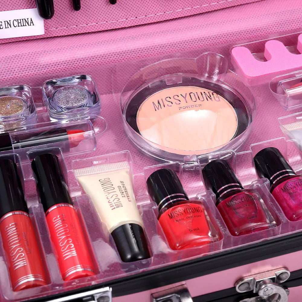 Professional Beginner Travel Portable Makeup Set Box Suitcase Kit Lipstick Brushes Nail Polish Set For Make up Eyeshadow Palette