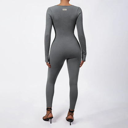 Women Autumn Winter Long Sleeve Jumpsuits Bodycon Slim Fit Streetwear Overall One Piece Bodysuits Outfit Yoga Jumpsuit Women
