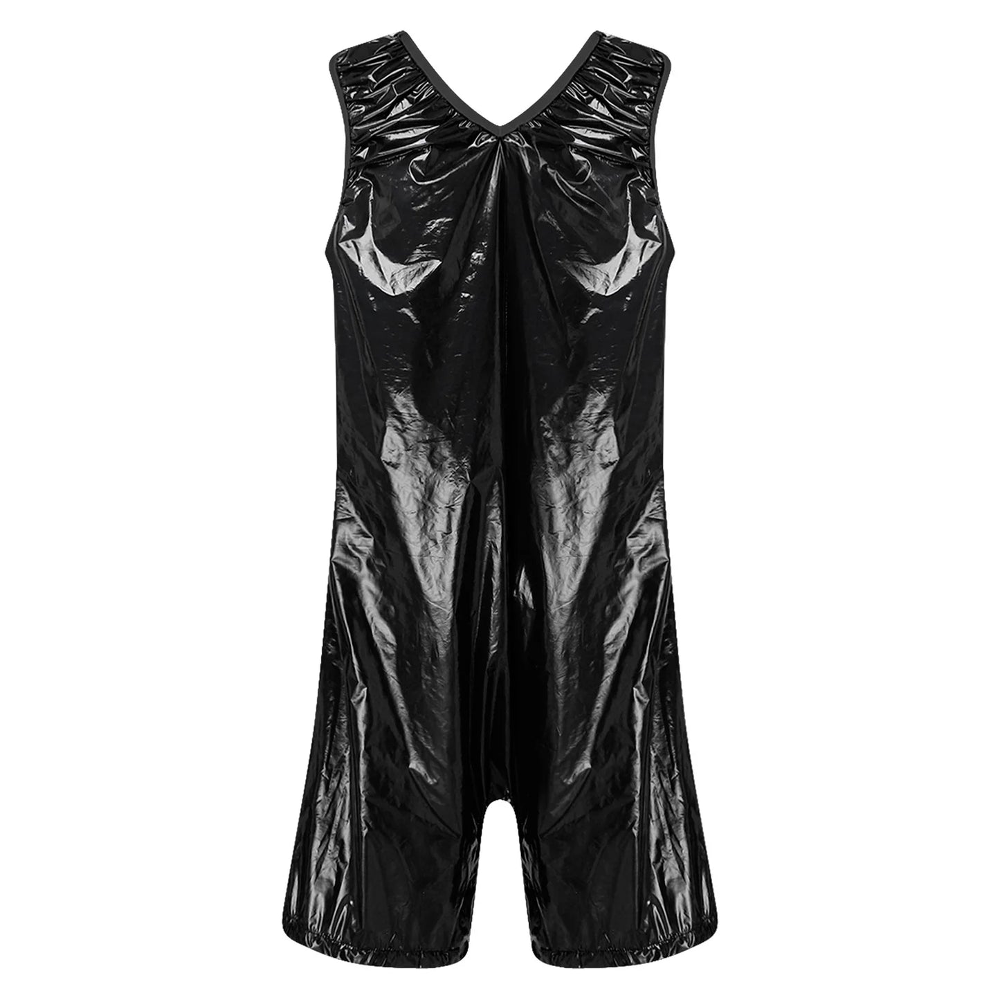 Womens Waterproof Rompers Adaptive Nightwear Glossy Sleeveless Buttons Crotch Bodysuit Sports Swimwear Special Needs Clothing