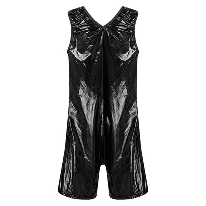 Womens Waterproof Rompers Adaptive Nightwear Glossy Sleeveless Buttons Crotch Bodysuit Sports Swimwear Special Needs Clothing