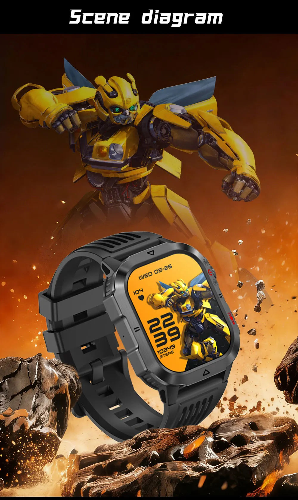 New Custom Co branded Men Transformers Smart Watch Outdoor 100mAh Battery GPS Flashlight BT Call Waterproof Sports Smartwatches