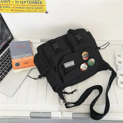 Japanese Simple Messenger Bag Student Nylon Waterproof Canvas Handbag Shoulder Crossbody Bags for Women Men Satchels Bolsas