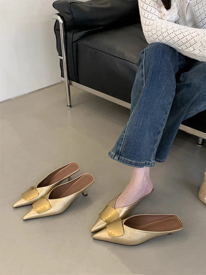 Luxury Womens Shoes High Heels Mules Shoes Pointed Toe Heeled Sandals for Women Elegant Party Slides 2025 Designer Shoes Zaoatos