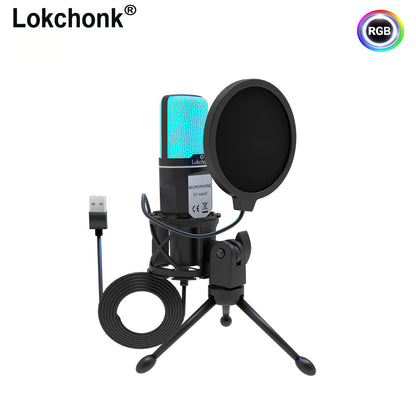 Lokchonk Professional USB Condenser Microphone with Tripod Stand & Pop Filter for Podcast Streaming Gaming SF666R
