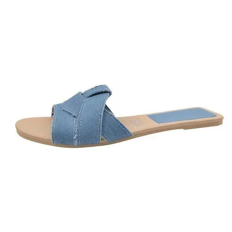 Flat Slippers Casual Shoes Woman 2026 Trend Luxury Summer Elegant Dresses Sandals Beach Designer House Round Toe Brand Bathroom