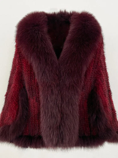 OFTBUY Autumn Winter Shawl Fashion Knitted Genuine Mink Fur Jacket Real Mink Fur Coat Women Cape Scarf Natural Fox Fur Cloak