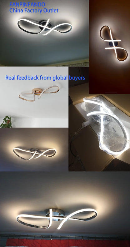 Modern Ceiling Chandelier Gold/Chrome Led Ceiling Lights For Living Bedroom Dimmable Kitchen Dining Room ceiling lamp lustre